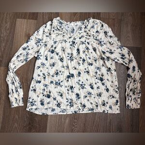 Maurices Blue and Cream Floral Blouse